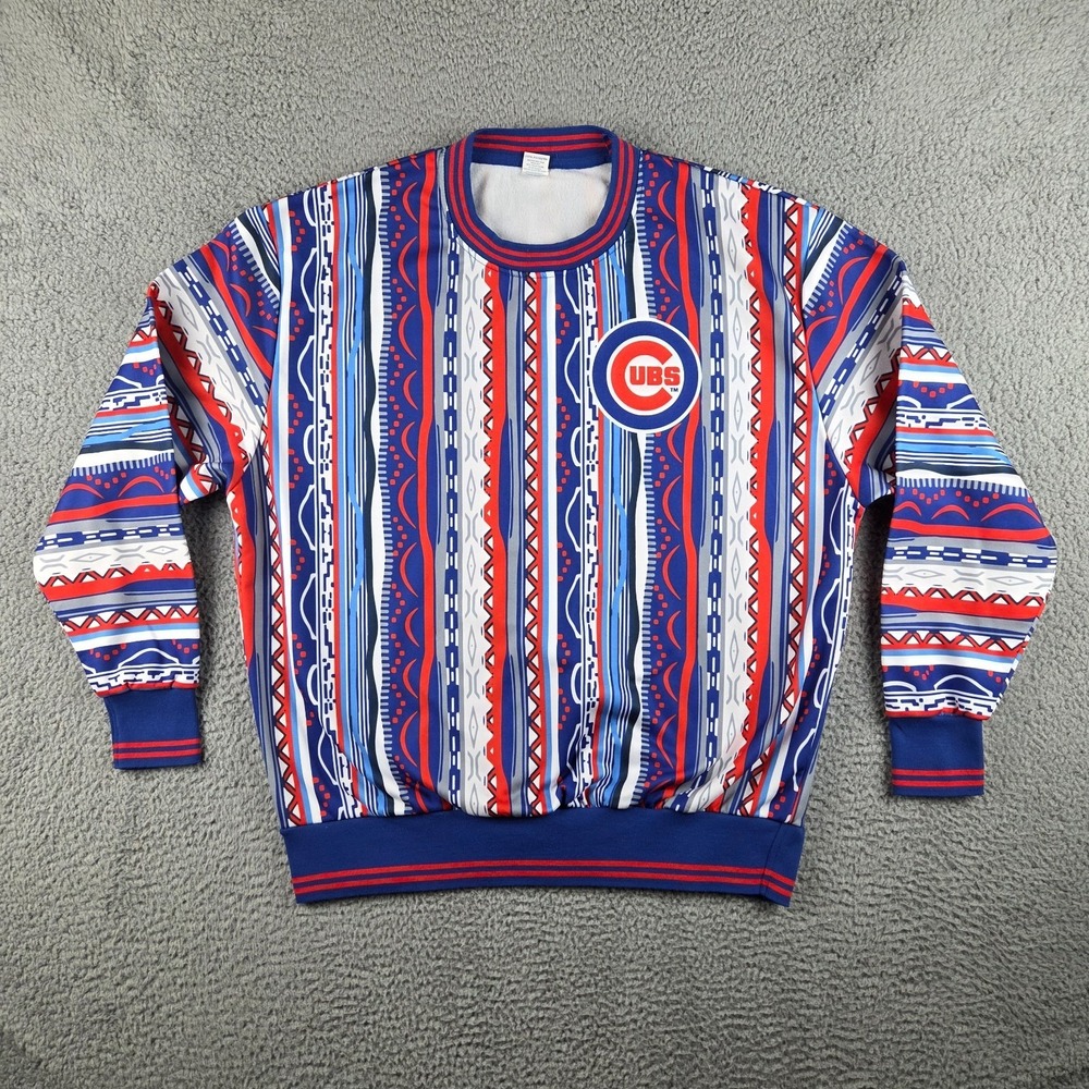 Chicago Cubs Sweater Men XL Colorful Performance‎ Stretch SGA Pat Hughes Promo